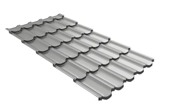 Металлочерепица квинта плюс с 3D резом 0,45 PE RAL 9006 бело-алюминиевый купить в Энгельсе