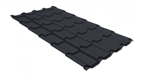 Металлочерепица камея GL 0,5 GreenCoat Pural RR 23 темно-серый (RAL 7024 мокрый асфальт) купить в Энгельсе
