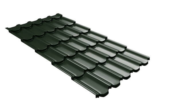 Металлочерепица квинта плюс с 3D резом 0,5 GreenСoat Pural Matt RR 11 темно-зеленый (RAL 6020 хромовая зелень) купить в Энгельсе
