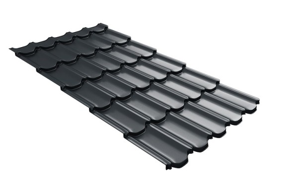 Металлочерепица квинта плюс с 3D резом 0,5 Satin RAL 7016 антрацитово-серый купить в Энгельсе