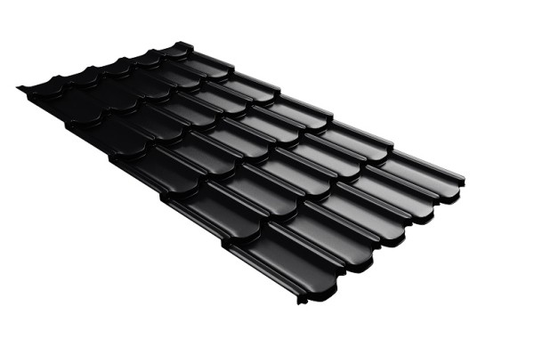 Металлочерепица квинта плюс с 3D резом 0,5 Satin RAL 9005 черный купить в Энгельсе