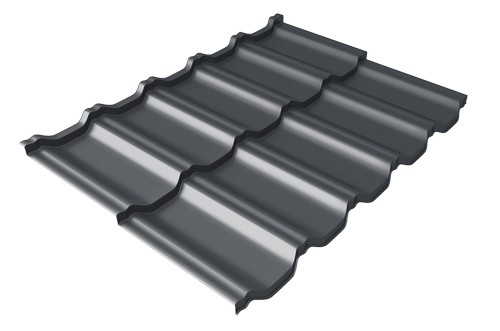 Металлочерепица модульная Квинта Uno Grand Line c 3D резом 0,5 Velur RAL 7024 мокрый асфальт купить в Энгельсе