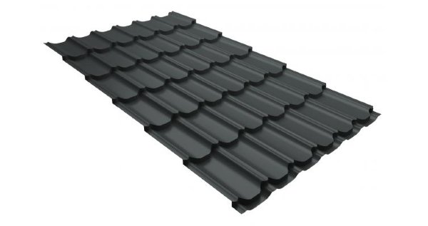 Металлочерепица квинта плюс 0,5 GreenCoat Pural RR 23 темно-серый (RAL 7024 мокрый асфальт) купить в Энгельсе